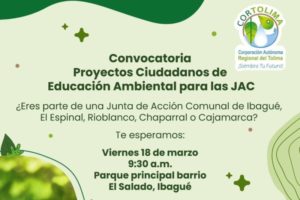 Lee más sobre el artículo Cortolima tiene abierta convocatoria de Proyectos Ciudadanos de Educación Ambiental para JAC urbanas
