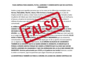 Lee más sobre el artículo Autoridades desmienten circulación de panfleto en el norte del Tolima